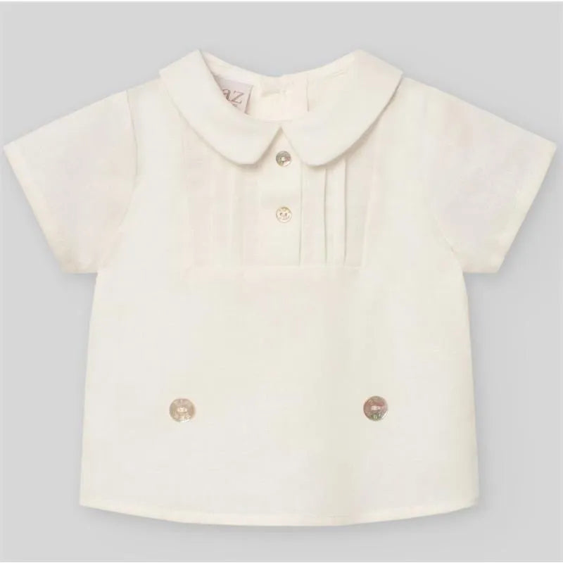 Paz Rodriguez - Baby Boy Set Woven Newborn Shirt + Shorts Area, Cream Image 2
