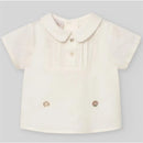 Paz Rodriguez - Baby Boy Set Woven Newborn Shirt + Shorts Area, Cream Image 2