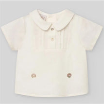 Paz Rodriguez - Baby Boy Set Woven Newborn Shirt + Shorts Area, Cream Image 2