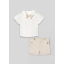 Paz Rodriguez - Baby Boy Set Woven Newborn Shirt + Shorts Lino, White Image 1