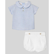 Paz Rodriguez - Baby Boy Set Woven Newborn Shirt + Shorts Vento, Sky Blue Image 1