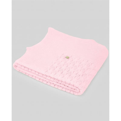 Paz Rodriguez - Baby Girl Knit Newborn Shawl Bico, Chalk Pink Image 1