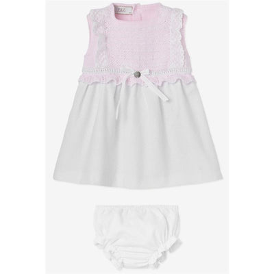 Paz Rodriguez Baby Girl Set Dress & Bloomer Alaia, Chalk Pink/White Image 1