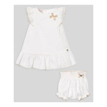 Paz Rodriguez - Baby Girl Set Woven Newborn Dress + Bloomers Lino, White Image 1