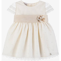 Paz Rodriguez - Baby Girls Ivory Tulle & Cotton Dress Image 1