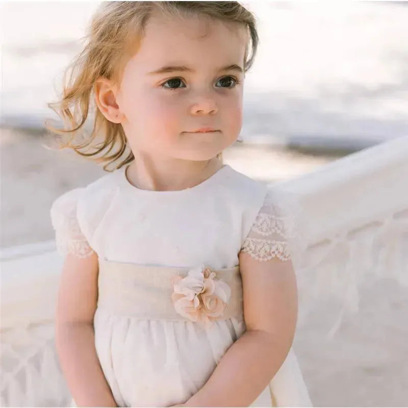 Paz Rodriguez - Baby Girls Ivory Tulle & Cotton Dress | MacroBaby Paz Rodriguez - Baby Girls Ivory Tulle & Cotton Dress | MacroBaby