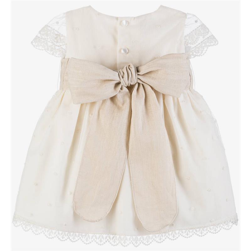 Paz Rodriguez - Baby Girls Ivory Tulle & Cotton Dress Image 3