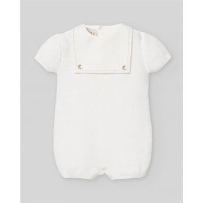 Paz Rodriguez - Baby Knit Newborn Romper Lino, White Image 1