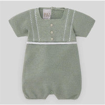 Paz Rodriguez - Baby Knit Romper Aperta, Mint Green/White Image 1