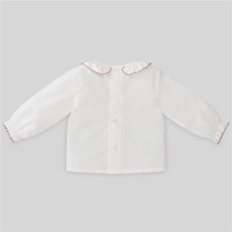 Paz Rodriguez - Baby Unisex Woven Blouse Esencial, White/Chalk Pink Image 2