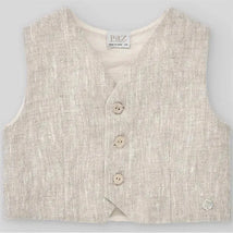 Paz Rodriguez - Baby Woven Newborn Waistcoat & Short & Shirt, Beige/White Image 2