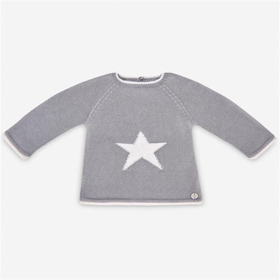 Paz Rodriguez - Calma Set Knit Newborn Sweater And Leggins, Silver/Cream Image 1