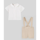 Paz Rodriguez Ceremonia Set Woven Newborn Blouse & Shorts, White/Sand Image 1