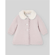 Paz Rodriguez Knit Newborn Coat Leira, Light Pink Image 1