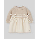 Paz Rodriguez Knit Newborn Dress Lua, Light Brown/Cream Image 1