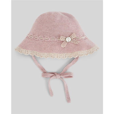Paz Rodriguez Knit Newborn Hat Val, Powder Pink/Light Brown Image 1