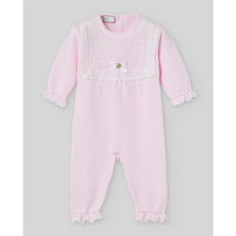 Paz Rodriguez Knit Newborn Romper Alaia, Chalk Pink/White Image 1