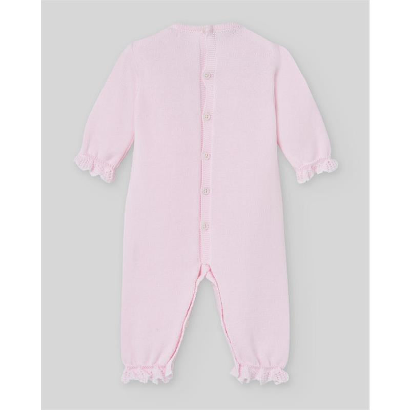 Paz Rodriguez Knit Newborn Romper Alaia, Chalk Pink/White Image 2
