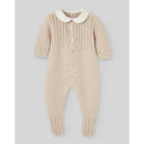 Paz Rodriguez - Knit Newborn Romper Alegria, Light Brown/Chalk Blue Image 1
