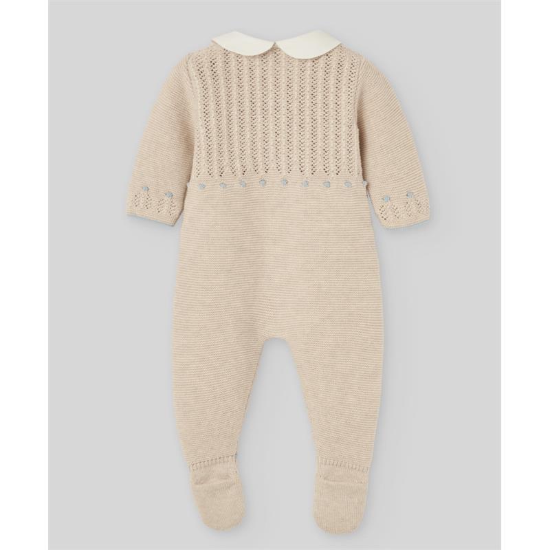 Paz Rodriguez - Knit Newborn Romper Alegria, Light Brown/Chalk Blue Image 2