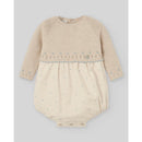 Paz Rodriguez - Knit Newborn Romper Alegria, Light Brown/Chalk Blue Image 1