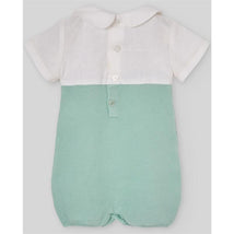 Paz Rodriguez Knit Newborn Romper Cauce, White/Sky Blue Image 2
