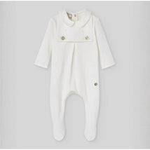 Paz Rodriguez Knit Newborn Romper Interlock, Cream Image 1