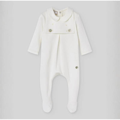 Paz Rodriguez Knit Newborn Romper Interlock, Cream Image 1