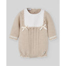 Paz Rodriguez Knit Newborn Romper Lua, Light Brown/Cream Image 1