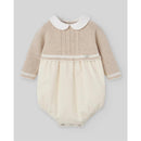 Paz Rodriguez Knit Newborn Romper Lua, Light Brown/Cream Image 1