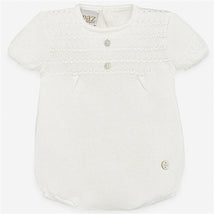 Paz Rodriguez Knit Newborn Romper Marfil Grey/White Image 1
