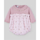 Paz Rodriguez - Knit Newborn Romper Pascua, Powder Pink/Light Brown Image 1