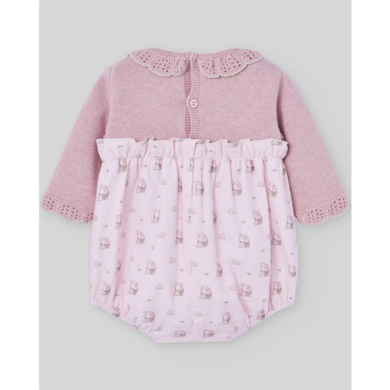 Paz Rodriguez - Knit Newborn Romper Pascua, Powder Pink/Light Brown Image 2