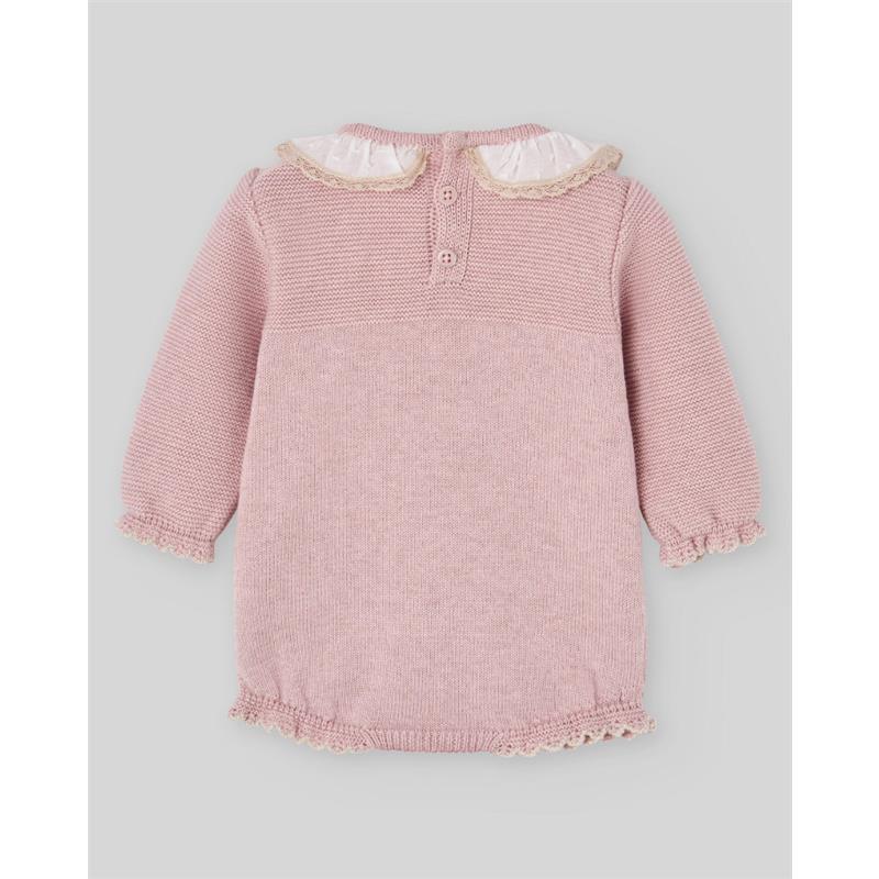 Paz Rodriguez Knit Newborn Romper Val, Powder Pink/Light Brown Image 2