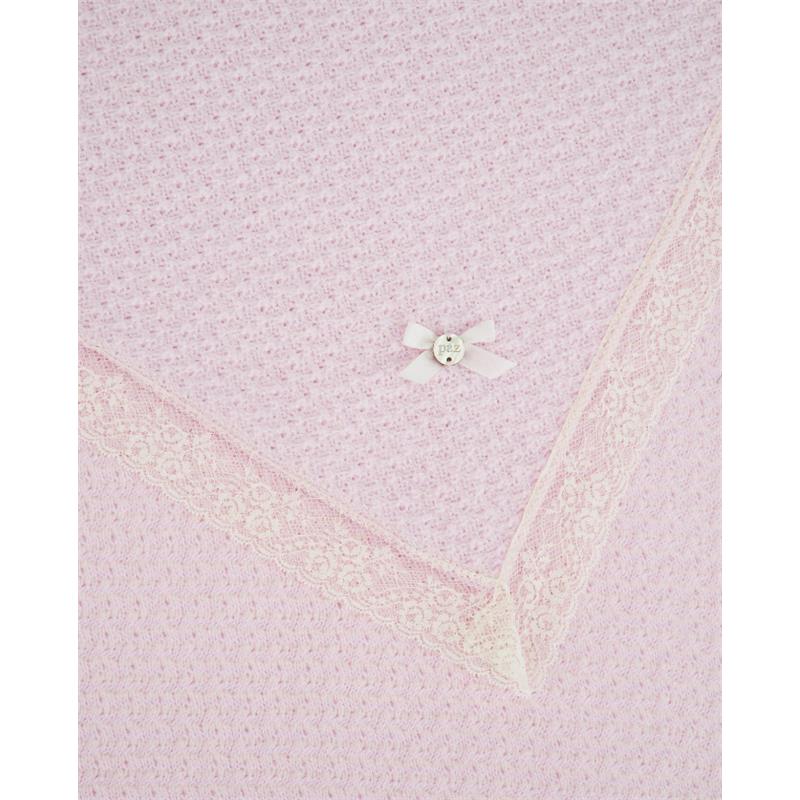 Paz Rodriguez Knit Newborn Shawl Nai Light Pink/Cream, One Size Image 2