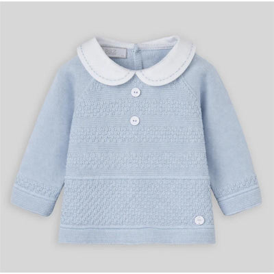 Paz Rodriguez Knit Newborn Sweater Espuma Sky Blue Image 1