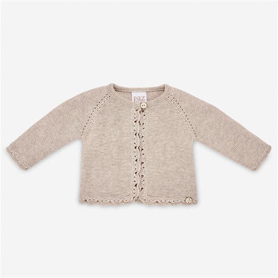 Paz Rodriguez - Paz Knit Newborn Cardigan, Linen Image 1