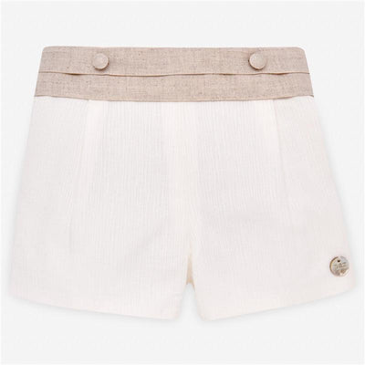 Paz Rodriguez - Paz Woven Newborn Shorts, Cream/Linen Image 1