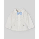 Paz Rodriguez Set Woven Newborn Blouse + Trousers Fogar, Cream/Light Blue Image 2
