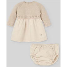 Paz Rodriguez - Take Me Home Set Knit Newborn Dress + Bloomers Alegria 12M Light Brown/Chalk Pink Image 1