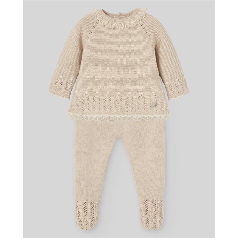 Paz Rodriguez - Take Me Home Set Knit Newborn Sweater + Leggings Alegria, Light Brown/Chalk Blue Image 1