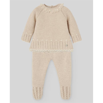 Paz Rodriguez - Take Me Home Set Knit Newborn Sweater + Leggings Alegria, Light Brown/Chalk Pink Image 1