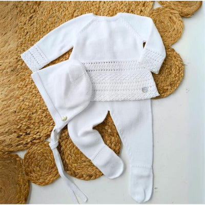 Paz Rodriguez - Take Me Home Set Knit Newborn Sweater + Leggings + Bonnet Regalo, White Image 1