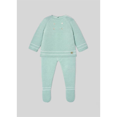 Paz Rodriguez - Take Me Home Set Knit Newborn Sweater + Leggings Eido, Sky Blue/White Image 1