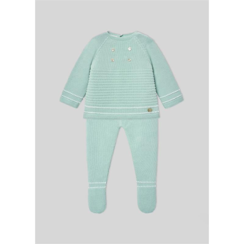 Paz Rodriguez - Take Me Home Set Knit Newborn Sweater + Leggings Eido, Sky Blue/White Image 1
