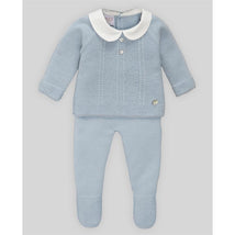 Paz Rodriguez - Take Me Home Set Knit Newborn Sweater + Leggings Erizos, Chalk Blue Image 1