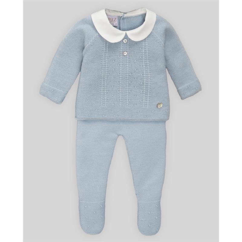 Paz Rodriguez - Take Me Home Set Knit Newborn Sweater + Leggings Erizos, Chalk Blue Image 1