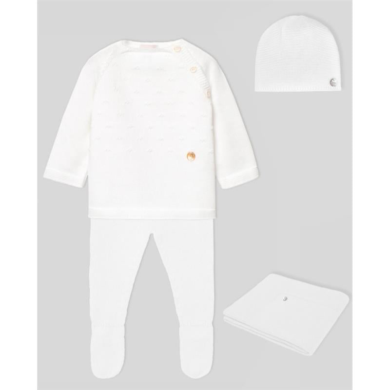Paz Rodriguez - Take Me Home Set Knit Newborn Sweater + Leggings + Hat + Blanket Regalo, White Image 1