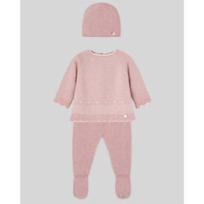 Paz Rodriguez - Take Me Home Set Knit Newborn Sweater + Leggings + Hat Regalo Oi, Powder Pink/Cream Image 1