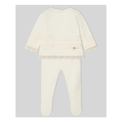 Paz Rodriguez - Take Me Home Set Knit Newborn Sweater + Leggings Paz, Cream/Beige Image 1